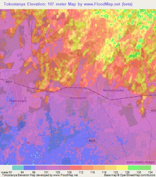 Tokostanya,Hungary Elevation Map