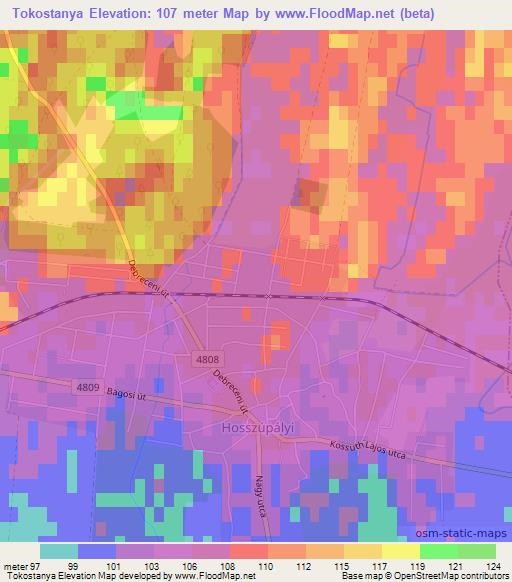 Tokostanya,Hungary Elevation Map