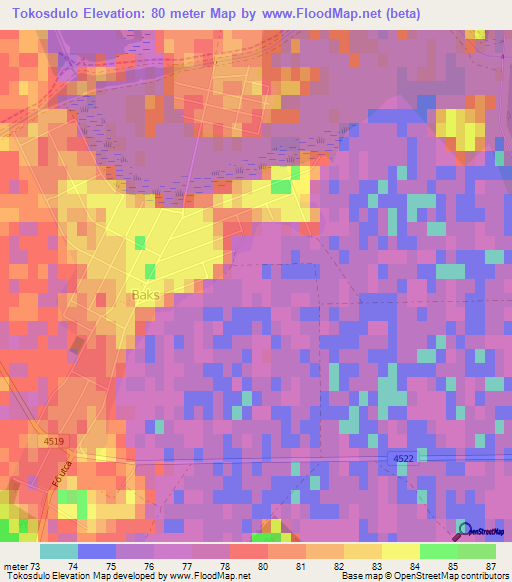 Tokosdulo,Hungary Elevation Map