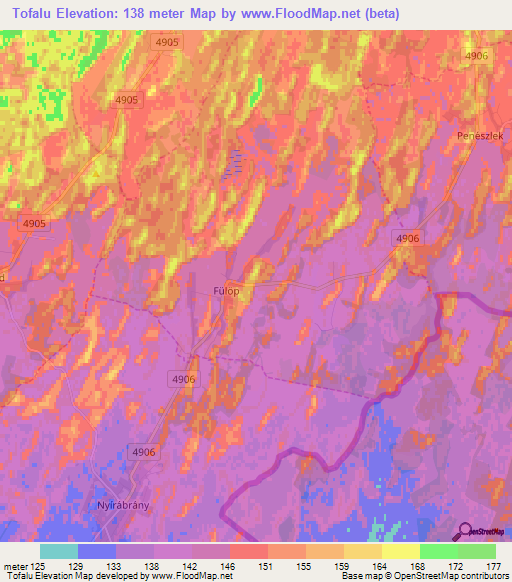 Tofalu,Hungary Elevation Map