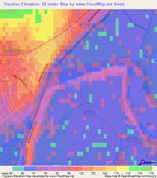 Tiszaluc,Hungary Elevation Map