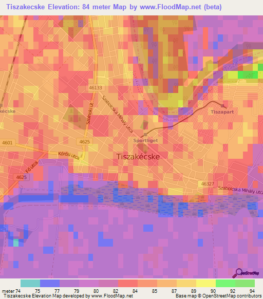Tiszakecske,Hungary Elevation Map
