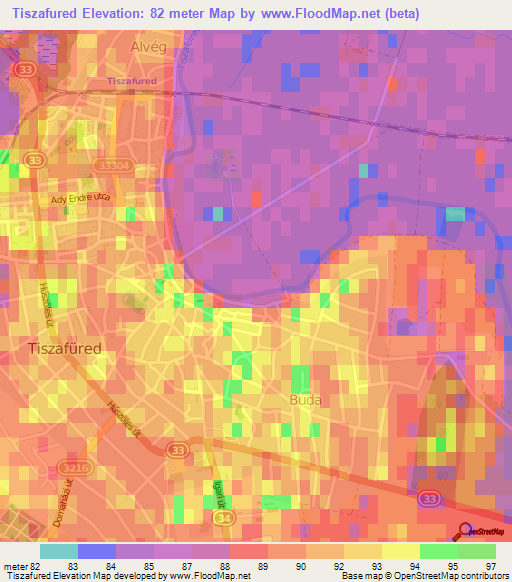 Tiszafured,Hungary Elevation Map
