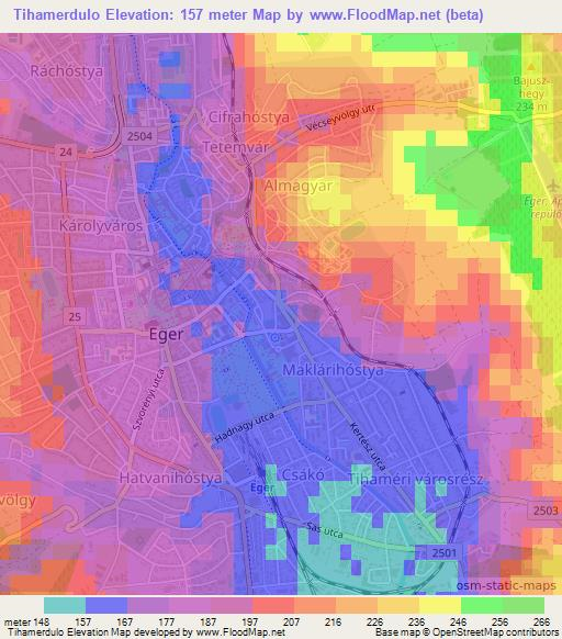 Tihamerdulo,Hungary Elevation Map