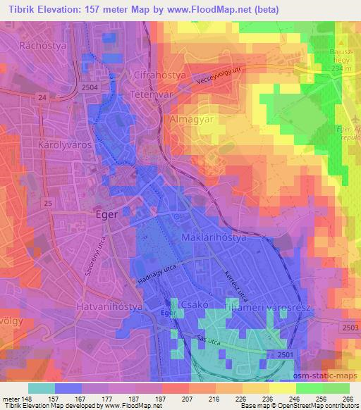 Tibrik,Hungary Elevation Map