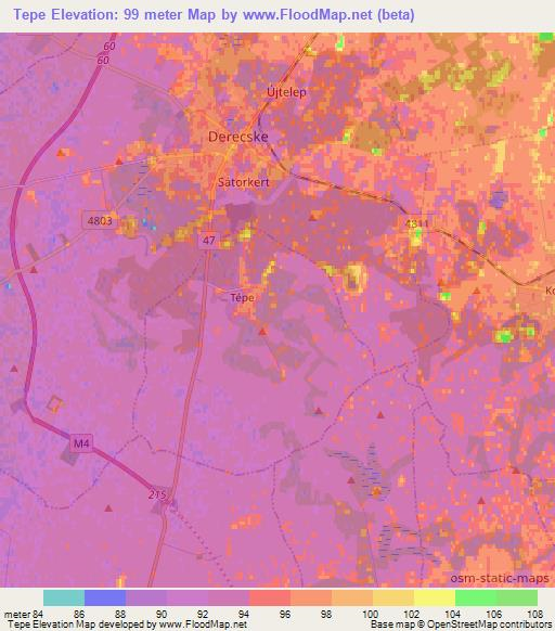 Tepe,Hungary Elevation Map