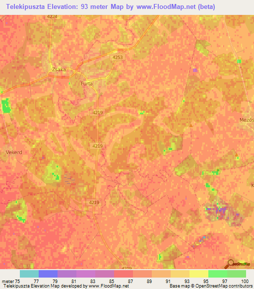 Telekipuszta,Hungary Elevation Map