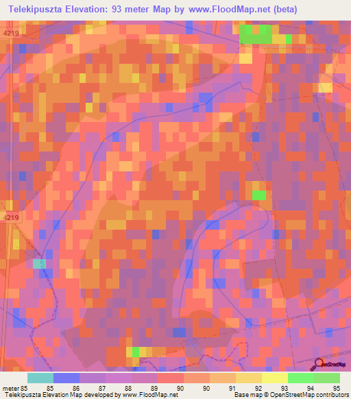 Telekipuszta,Hungary Elevation Map