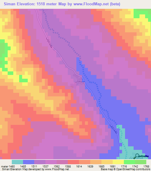 Siman,Iran Elevation Map