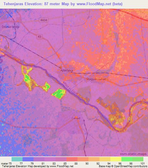 Tehenjaras,Hungary Elevation Map