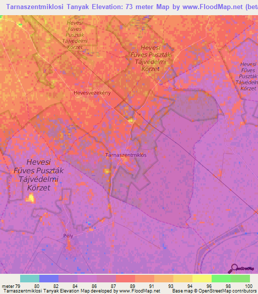 Tarnaszentmiklosi Tanyak,Hungary Elevation Map