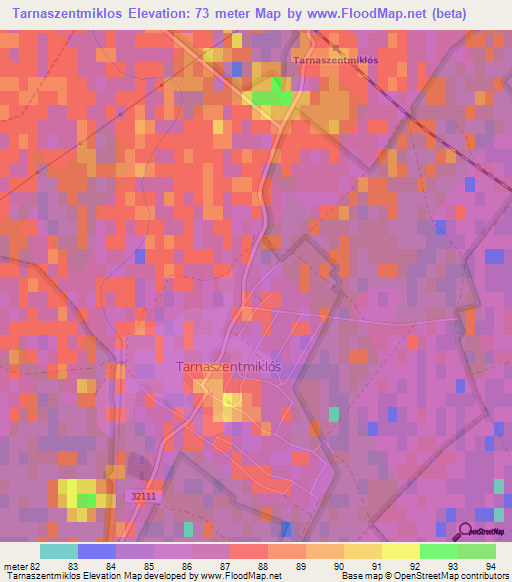 Tarnaszentmiklos,Hungary Elevation Map