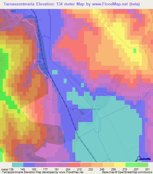 Tarnaszentmaria,Hungary Elevation Map