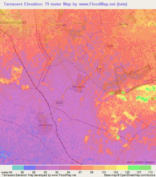 Tarnaoers,Hungary Elevation Map