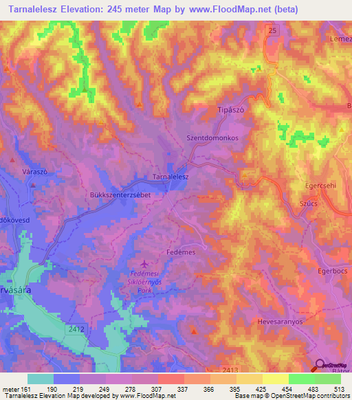 Tarnalelesz,Hungary Elevation Map