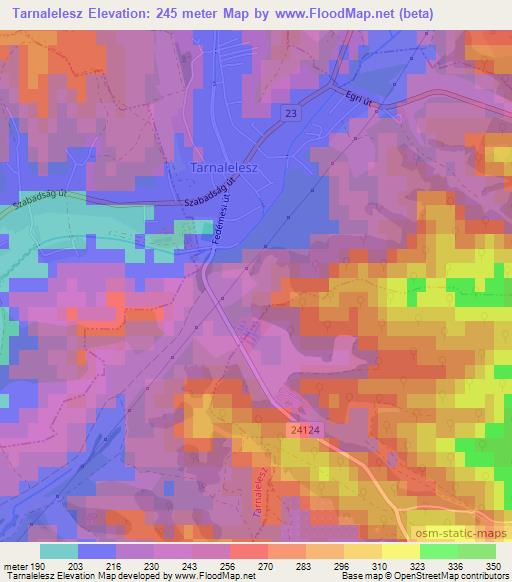 Tarnalelesz,Hungary Elevation Map