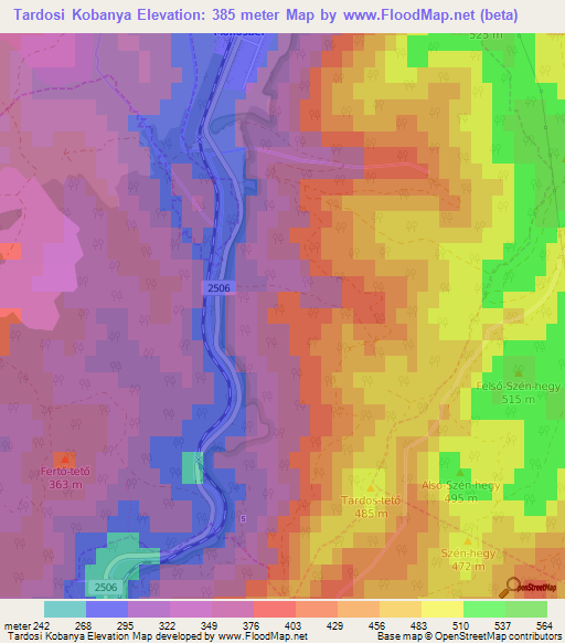 Tardosi Kobanya,Hungary Elevation Map