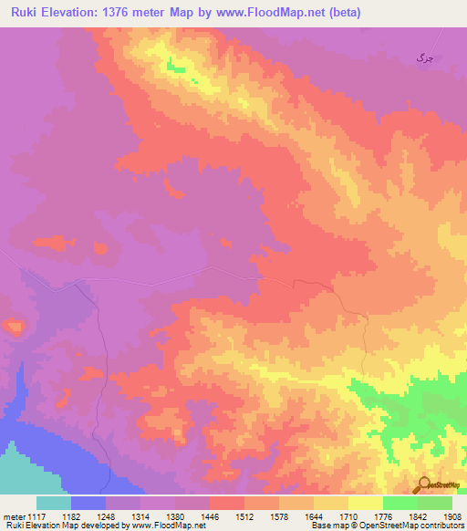 Ruki,Iran Elevation Map