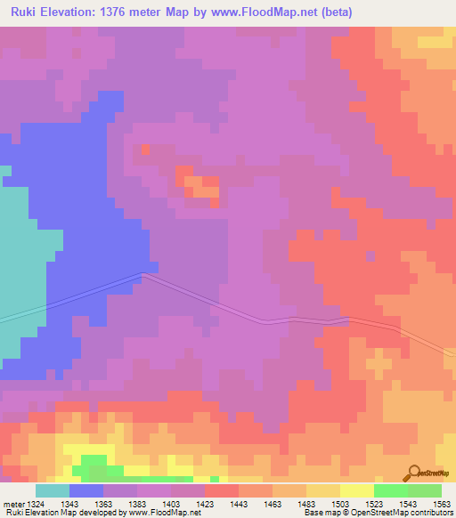 Ruki,Iran Elevation Map