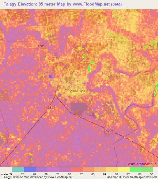 Talagy,Hungary Elevation Map