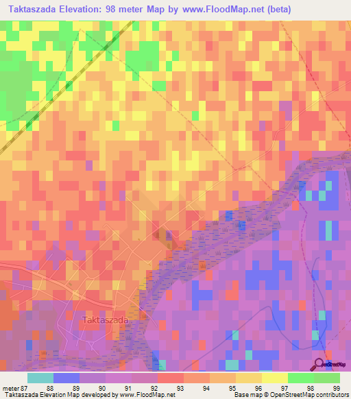 Taktaszada,Hungary Elevation Map