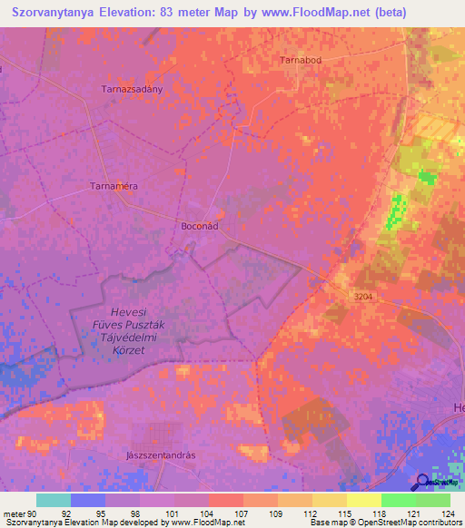 Szorvanytanya,Hungary Elevation Map