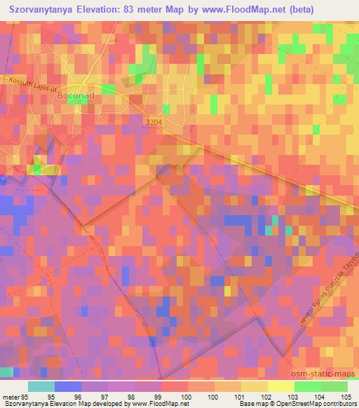 Szorvanytanya,Hungary Elevation Map