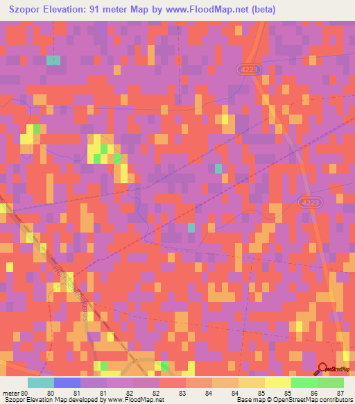 Szopor,Hungary Elevation Map