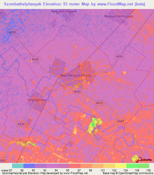 Szombathelyitanyak,Hungary Elevation Map