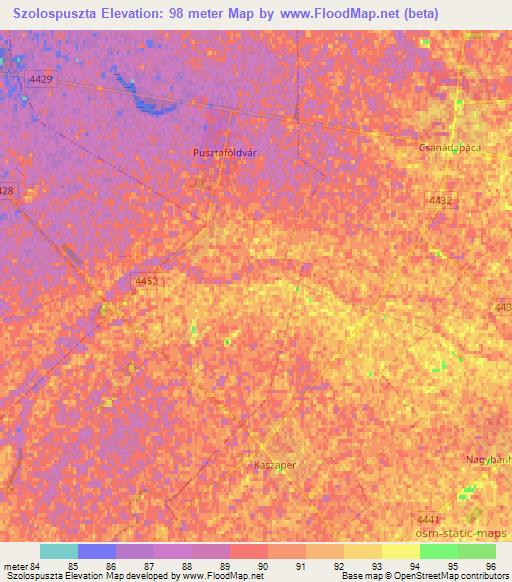 Szolospuszta,Hungary Elevation Map