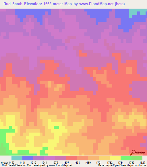 Rud Sarab,Iran Elevation Map