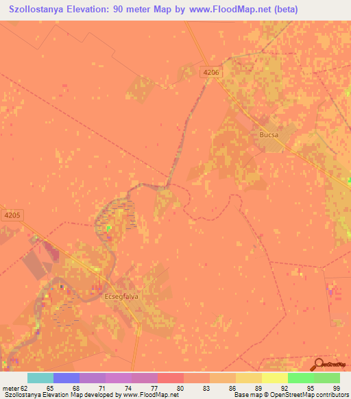 Szollostanya,Hungary Elevation Map