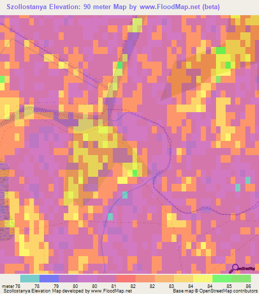 Szollostanya,Hungary Elevation Map