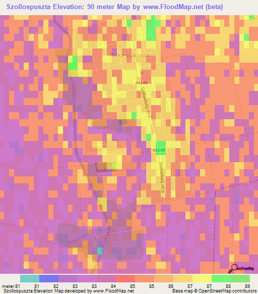 Szollospuszta,Hungary Elevation Map