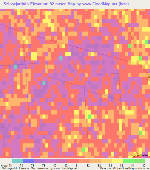 Szloszjardulo,Hungary Elevation Map