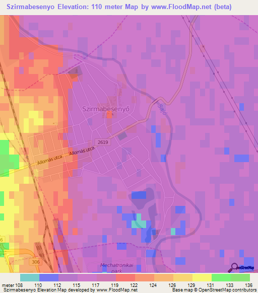 Szirmabesenyo,Hungary Elevation Map