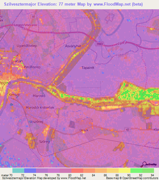 Szilvesztermajor,Hungary Elevation Map