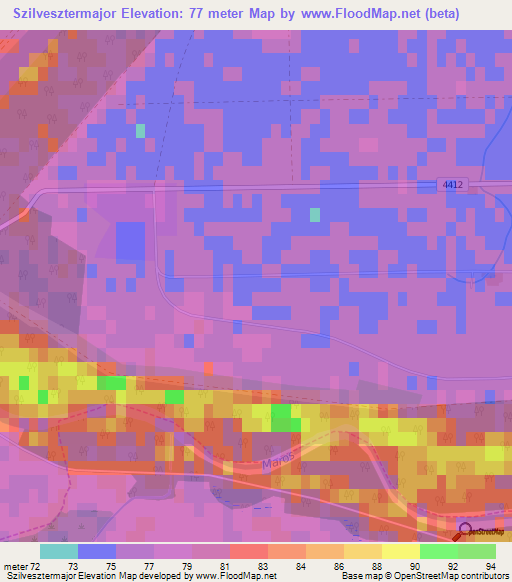 Szilvesztermajor,Hungary Elevation Map