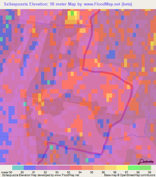 Szilaspuszta,Hungary Elevation Map
