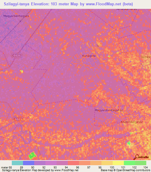 Szilagyi-tanya,Hungary Elevation Map