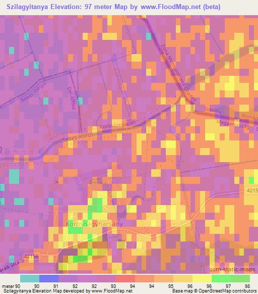 Szilagyitanya,Hungary Elevation Map