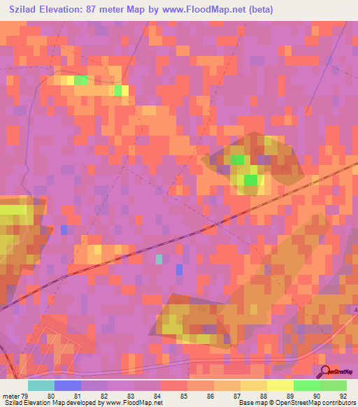 Szilad,Hungary Elevation Map