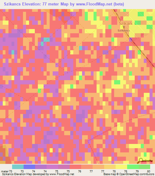 Szikancs,Hungary Elevation Map