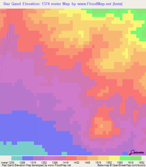 Raz Qand,Iran Elevation Map