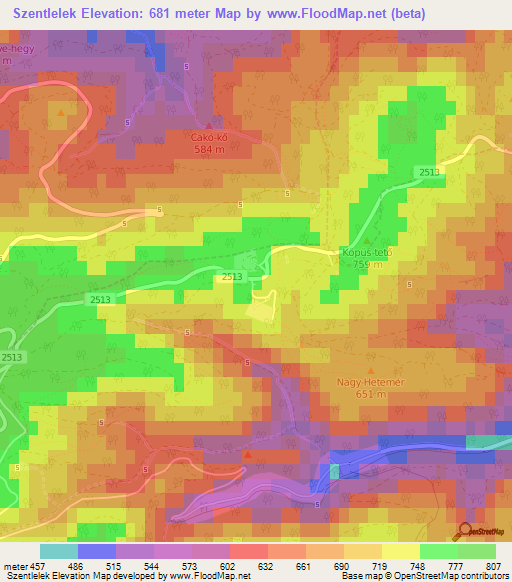 Szentlelek,Hungary Elevation Map