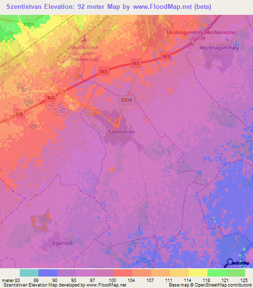 Szentistvan,Hungary Elevation Map