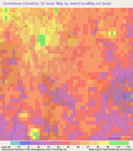Szentistvan,Hungary Elevation Map