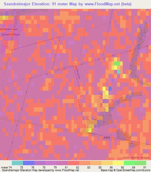 Szendreimajor,Hungary Elevation Map
