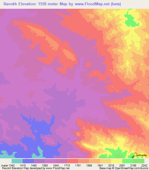 Ravokh,Iran Elevation Map