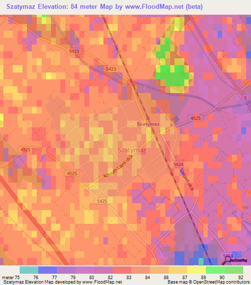 Szatymaz,Hungary Elevation Map